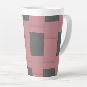 Checker Pink Flower Abstract Latte Mok