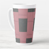 Checker Pink Flower Abstract Latte Mok (Linkerhoek)