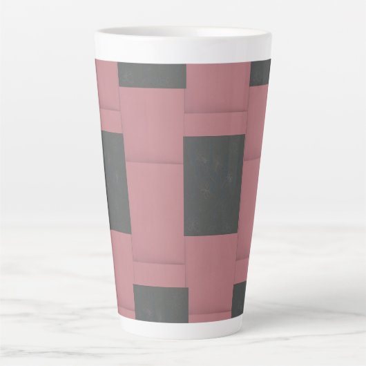 Checker Pink Flower Abstract Latte Mok (Voorkant)