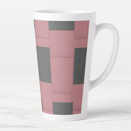 Checker Pink Flower Abstract Latte Mok (Rechts)