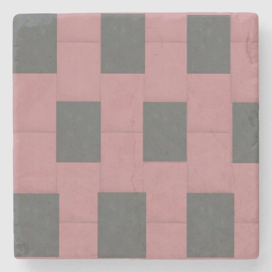 Checker Pink Flower Abstract Stenen Onderzetter (Voorkant)