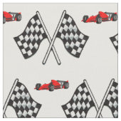 Checker Race Flag & Red Race Car Stof (Close Up)