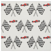 Checker Race Flag & Red Race Car Stof (Swatch)