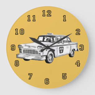 Checker Taxi Cab Illustratie Grote Klok