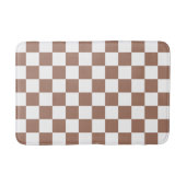 Checker vierkanten mocha bruin wit geometrische re badmat (Voorkant)