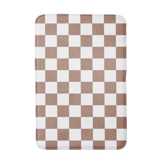 Checker vierkanten mocha bruin wit geometrische re badmat (Voorkant Verticaal)