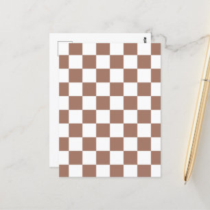 Checker vierkanten mocha bruin wit geometrische re briefkaart