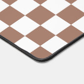Checker vierkanten mocha bruin wit geometrische re bureaumat (Hoek)