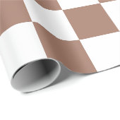 Checker vierkanten mocha bruin wit geometrische re cadeaupapier (Rol Hoek)
