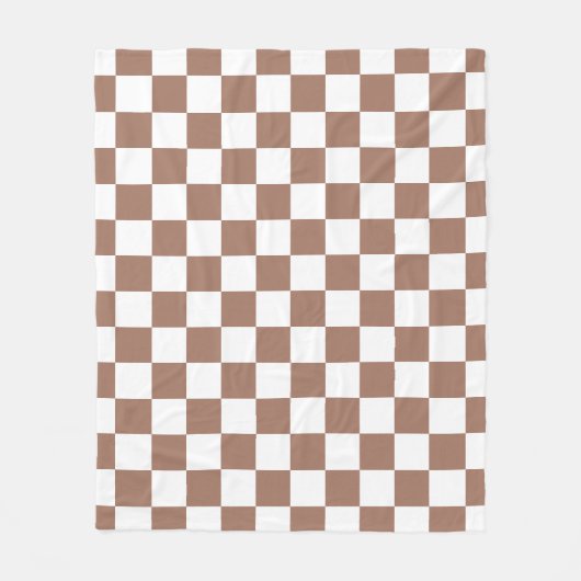 Checker vierkanten mocha bruin wit geometrische re fleece deken (Voorkant)