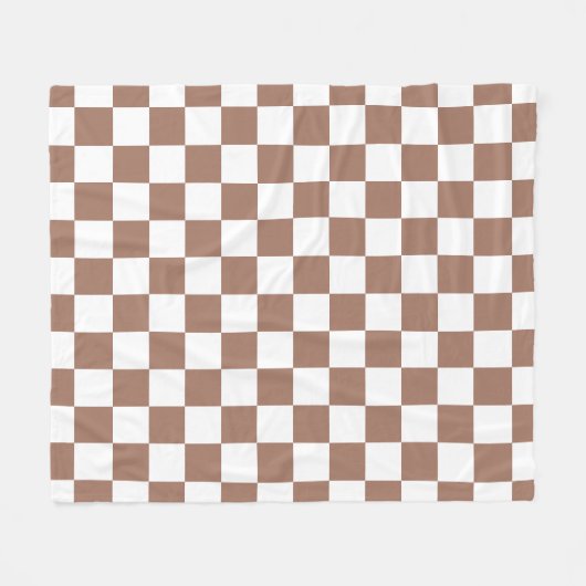 Checker vierkanten mocha bruin wit geometrische re fleece deken (Voorkant (Horizontaal))