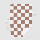 Checker vierkanten mocha bruin wit geometrische re golfhanddoek (Insitu)