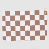 Checker vierkanten mocha bruin wit geometrische re golfhanddoek (Horizontaal)
