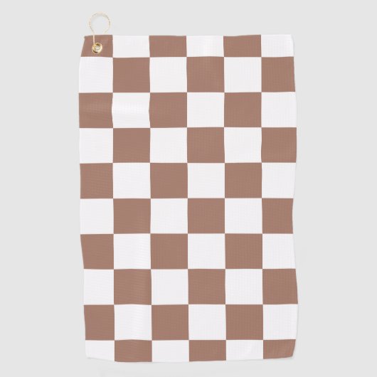 Checker vierkanten mocha bruin wit geometrische re golfhanddoek (Voorkant)