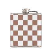 Checker vierkanten mocha bruin wit geometrische re heupfles (Achterkant)