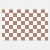 Checker vierkanten mocha bruin wit geometrische re inpakpapier vel (Voorkant 3)