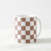 Checker vierkanten mocha bruin wit geometrische re koffiemok (Voorkant rechts)