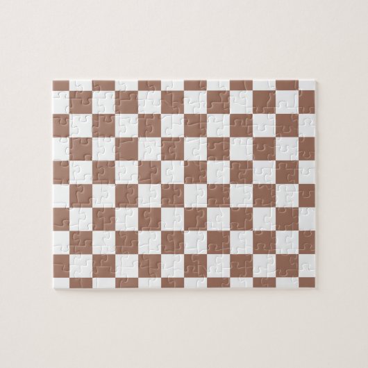 Checker vierkanten mocha bruin wit geometrische re legpuzzel (Horizontaal)