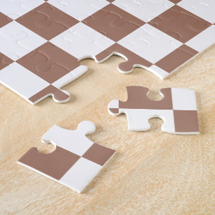 Checker vierkanten mocha bruin wit geometrische re legpuzzel