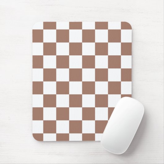 Checker vierkanten mocha bruin wit geometrische re muismat (Met muis)