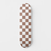 Checker vierkanten mocha bruin wit geometrische re persoonlijk skateboard (Voorkant)