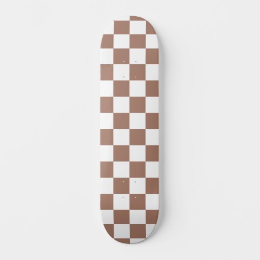 Checker vierkanten mocha bruin wit geometrische re persoonlijk skateboard (Voorkant)