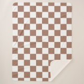 Checker vierkanten mocha bruin wit geometrische re sherpa deken (Voorkant)