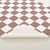 Checker vierkanten mocha bruin wit geometrische re sherpa deken (3/4)