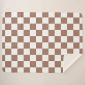 Checker vierkanten mocha bruin wit geometrische re sherpa deken (Voorkant (horizontaal))