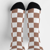 Checker vierkanten mocha bruin wit geometrische re sokken (Top)