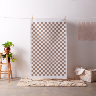 Checker vierkanten mocha bruin wit geometrische re stof