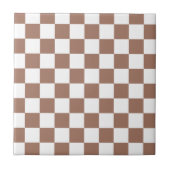 Checker vierkanten mocha bruin wit geometrische re tegeltje (Voorkant)