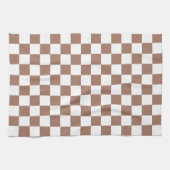 Checker vierkanten mocha bruin wit geometrische re theedoek (Horizontaal)