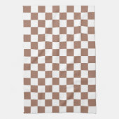 Checker vierkanten mocha bruin wit geometrische re theedoek (Verticaal)