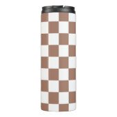 Checker vierkanten mocha bruin wit geometrische re thermosbeker (Achterkant)