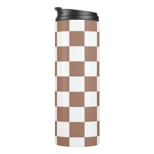 Checker vierkanten mocha bruin wit geometrische re thermosbeker (Geroteerd rechts)