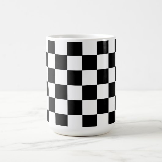 Checkerboard Black and White Retro Mok Cup (Center)