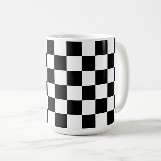 Checkerboard Black and White Retro Mok Cup (Voorkant rechts)