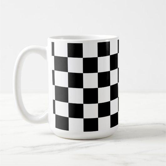 Checkerboard Black and White Retro Mok Cup (Links)