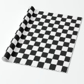 Checkerboard Black en White Cadeaupapier (Uitgerold)
