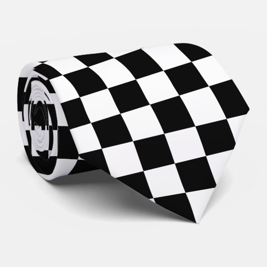 Checkerboard Black en White Stropdas (Opgerold)