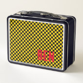 Checkerboard Black Gold School Kinder NAAM Fun (Achterkant)