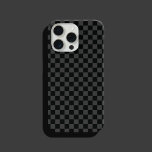 Checkerboard Black Grey Checkered Squares Check iPhone 14 Hoesje<br><div class="desc">Gecontroleerde vierkantjes op het bord zwart. Minimalistisch ontwerp van het controlepatroon.</div>