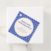 Checkerboard Blue Custom Vrijgezellenfeest Bedankt Bedankjes Labels (In situ)