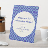 Checkerboard Blue Custom Vrijgezellenfeest Bedankt Reclamebord Met Voetstuk (Insitu)
