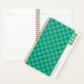 Checkerboard Blue Green Retro Gepersonaliseerd 202 Planner (Display)