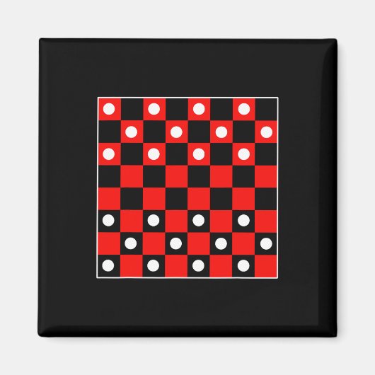 Checkerboard Checker bordspellen Zwart en Rood Hal Magneet (Voorkant)