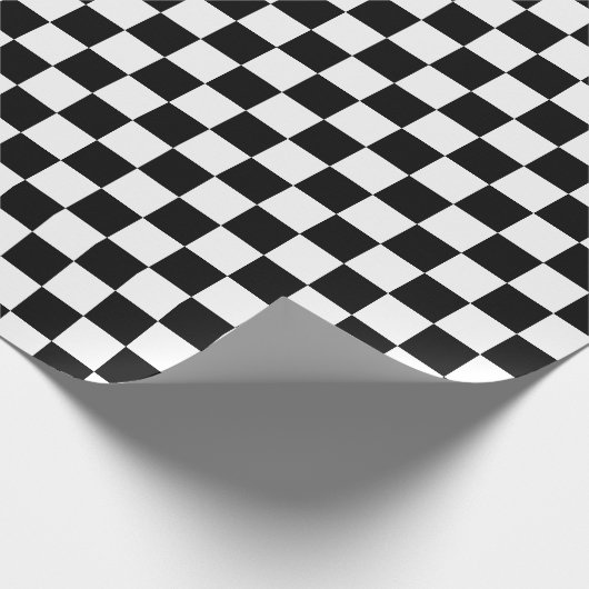 Checkerboard Checker White & [Black] Cadeaupapier (Hoek)