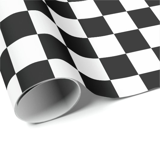Checkerboard Checker White & [Black] Cadeaupapier (Rol Hoek)