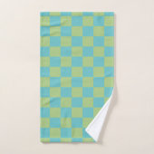 Checkerboard Checkered Pattern in Blue en Green Bad Handdoek (Handdoek)
